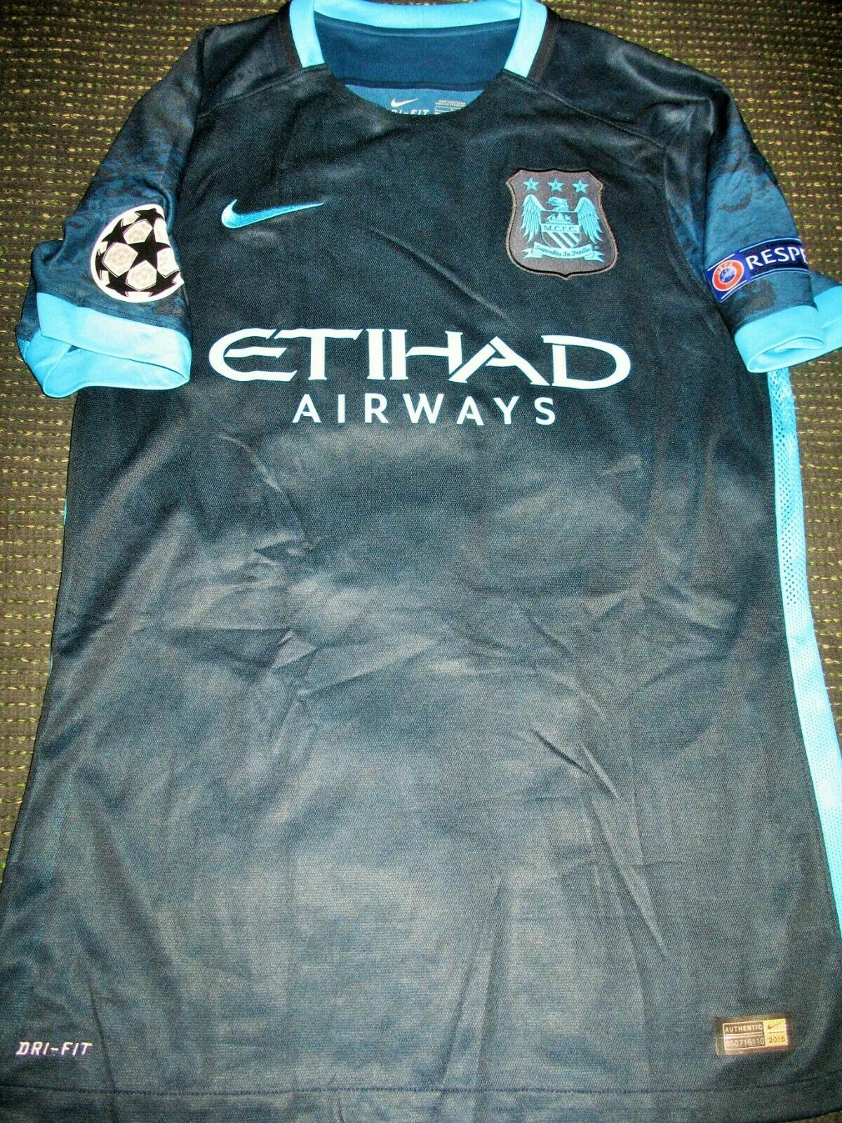 Aguero Manchester City 2015 2016 PLAYER ISSUE Jersey Shirt Camiseta L