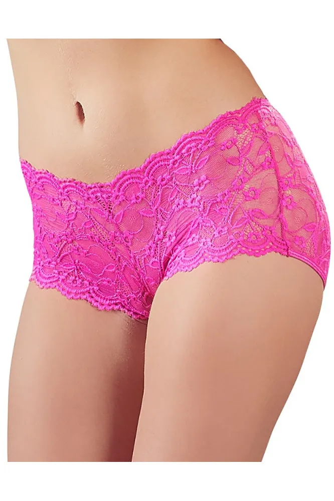 Cottelli Lingerie Open Back Pink Lace Panties (XS)