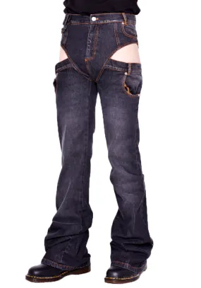 EGONLAB. DN004B STONEWASH PANTASLIP DENIM JEANS BLACK