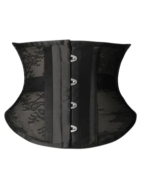 Floral Steel Boned Mesh Lace Waist Cincher Underbust Corset