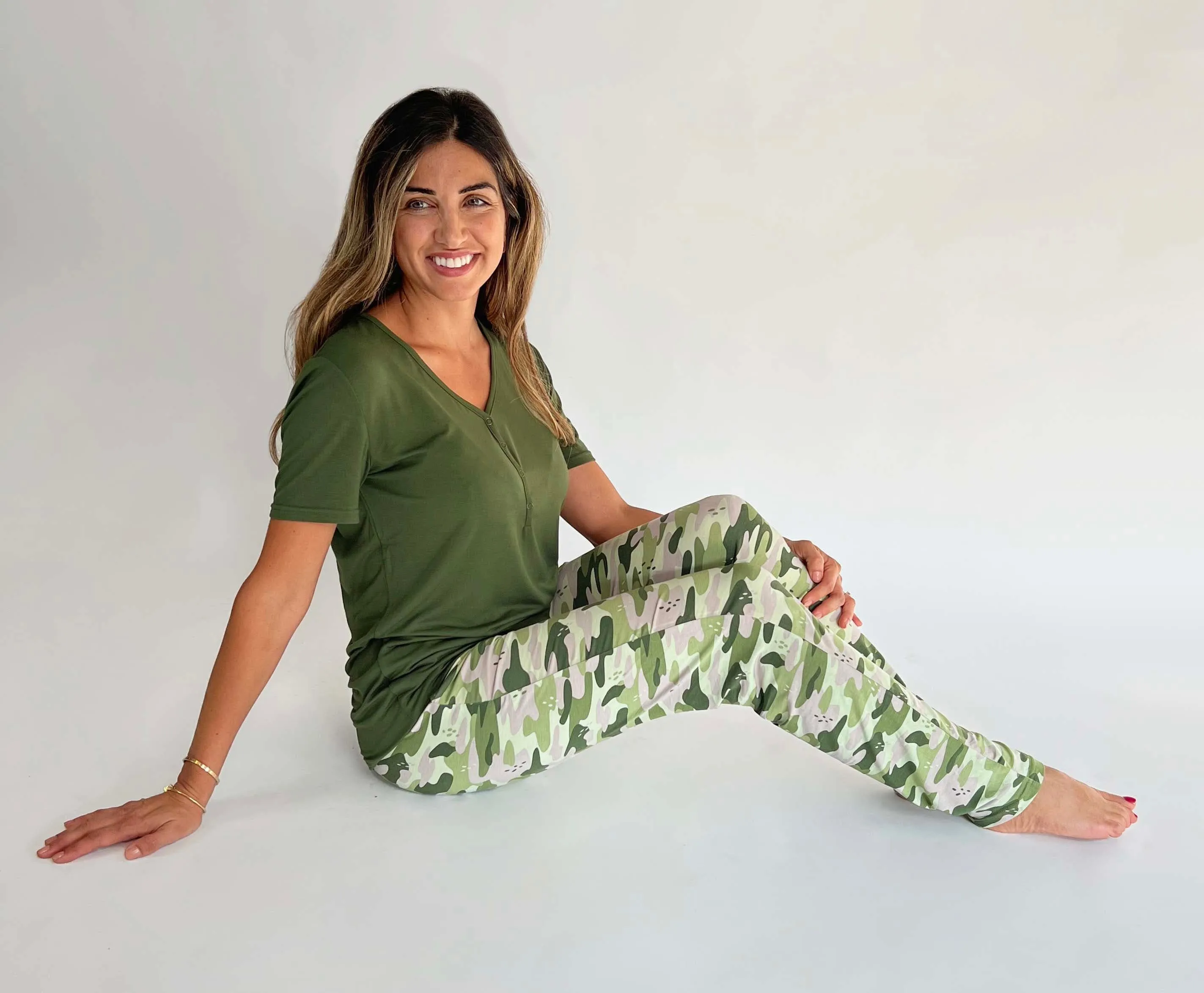 Green Camo Bamboo Women's Pajama Set