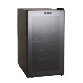 Grubel GWC-TP18BK Wine Chiller 18 Bottles, Single Temp 8'C-18'C, Stainless Steel Shelves, Thermo Electric Type ECO TECH, LED Lights