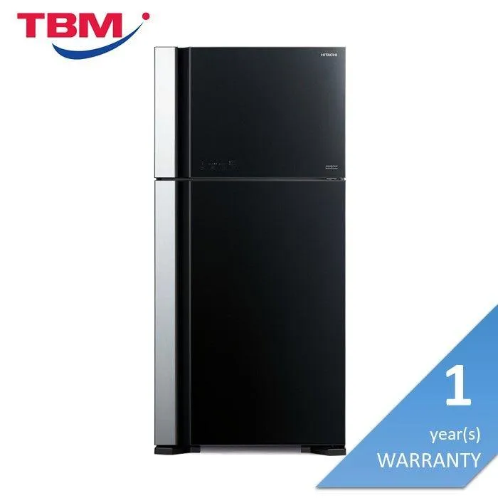 Hitachi R-VG710P7M-1 GBK Fridge 2 Doors G601L Inverter Glass Black