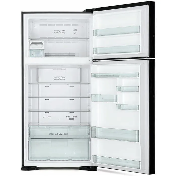 Hitachi R-VG710P7M-1 GBK Fridge 2 Doors G601L Inverter Glass Black