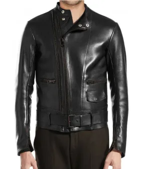 Lightweight Black Leather Riding Jacket for Men