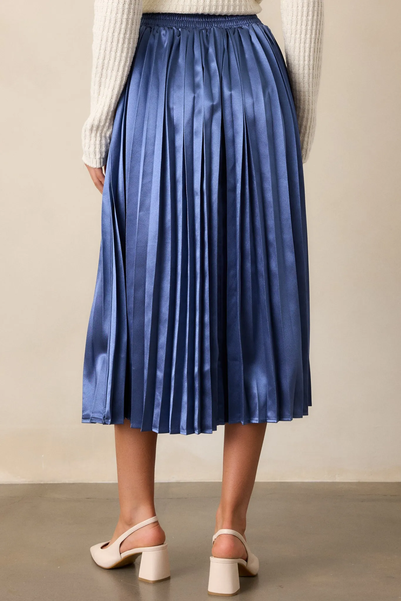 Lost In The Stars Dusty Blue Pleated Midi Skirt