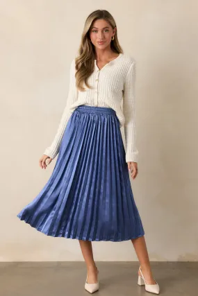 Lost In The Stars Dusty Blue Pleated Midi Skirt