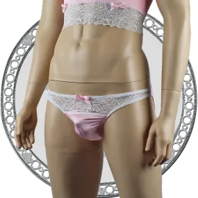 Mens Joanne Underwear Lacey Lovelies Bikini Brief Panties Light Pink and White Lace