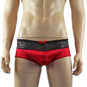 Mens Joanne Underwear Lacey Lovelies Boxer Brief Panties Red and Black