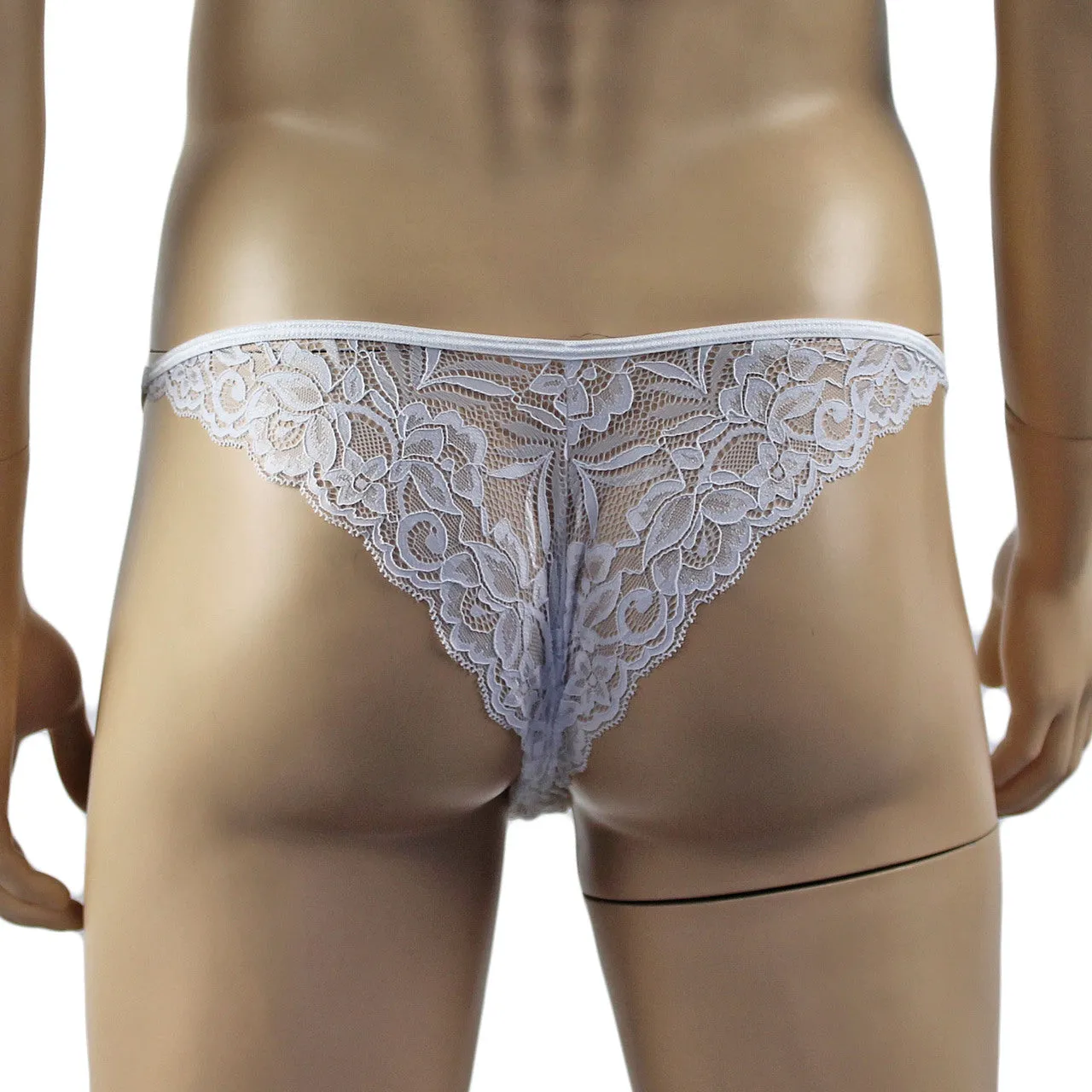 Mens Kristy Sexy Lace Camisole Top and Male Panties White