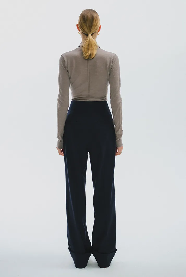 Pleated Wool High-Waisted Pants