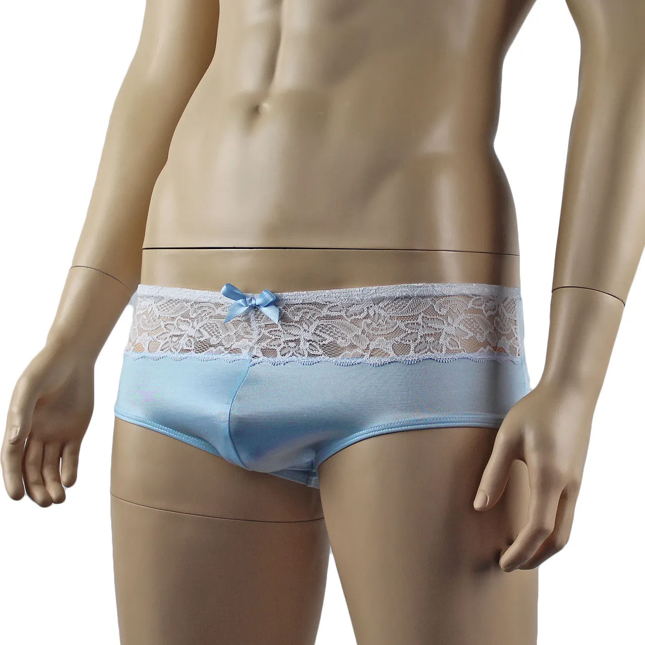 SALE - Mens Joanne Underwear Lacey Lovelies Boxer Brief Panties Light Blue and White