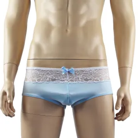 SALE - Mens Joanne Underwear Lacey Lovelies Boxer Brief Panties Light Blue and White