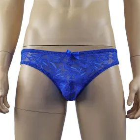 SALE - Mens Kristy Sexy Lace Bikini Brief Panties with See through Back Blue