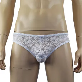 SALE - Mens Kristy Sexy Lace Bikini Brief Panties with See through Back White