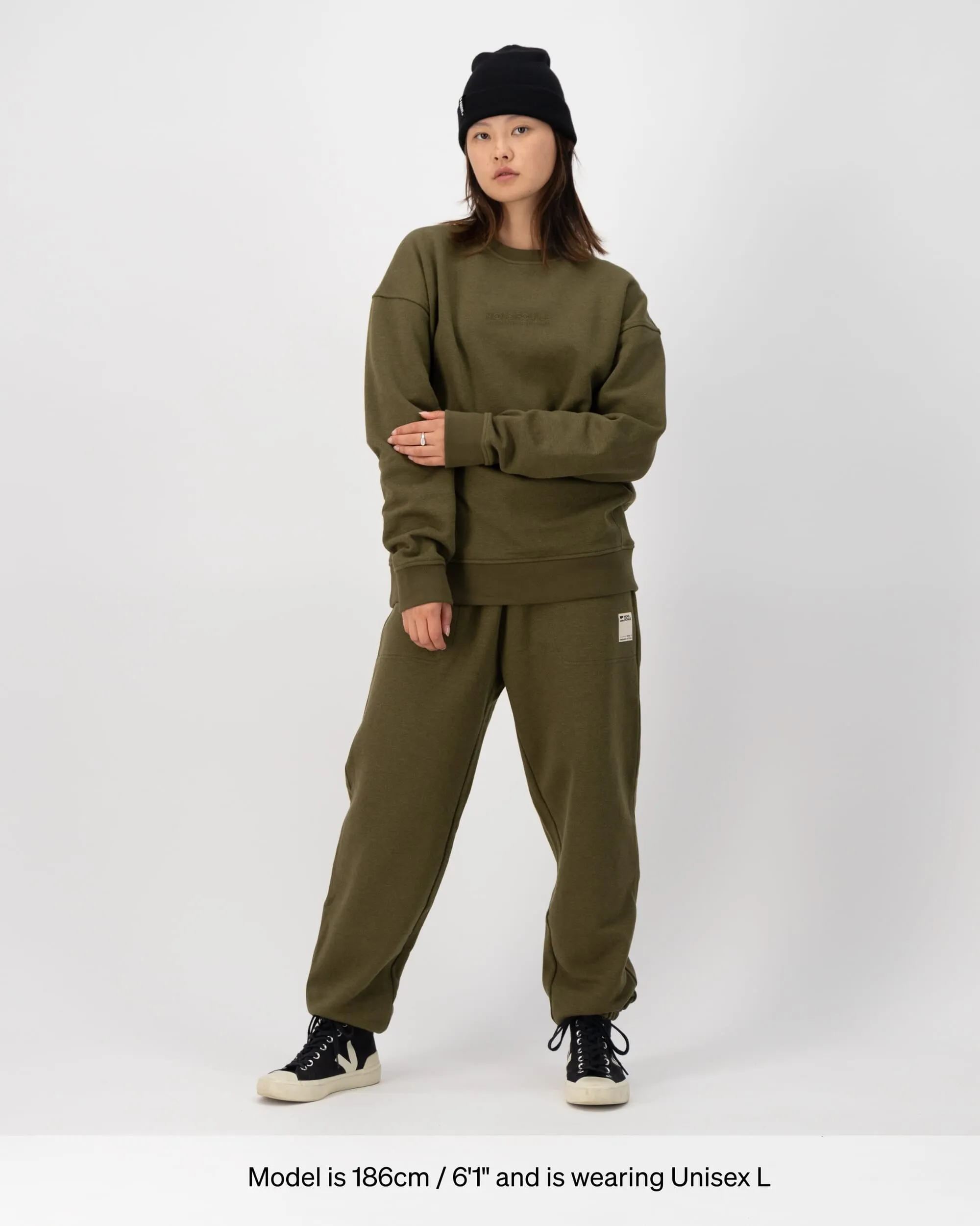 Verdant Merino Organic Cotton Crew - Dark Olive