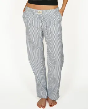 White & Navy Pinstripe Trousers